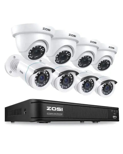 ZOSI 8-Channel 720p DVR Security Camera System  1280TVL HD Weatherproof CCTV Kit