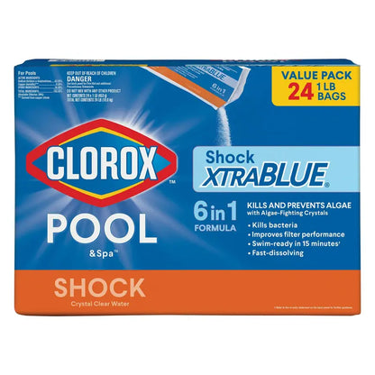XtraBlue Pool Shock & Algaecide  1-Pound Bag, 24-Pack for Hot Tubs, Spas, and Swimming Pools