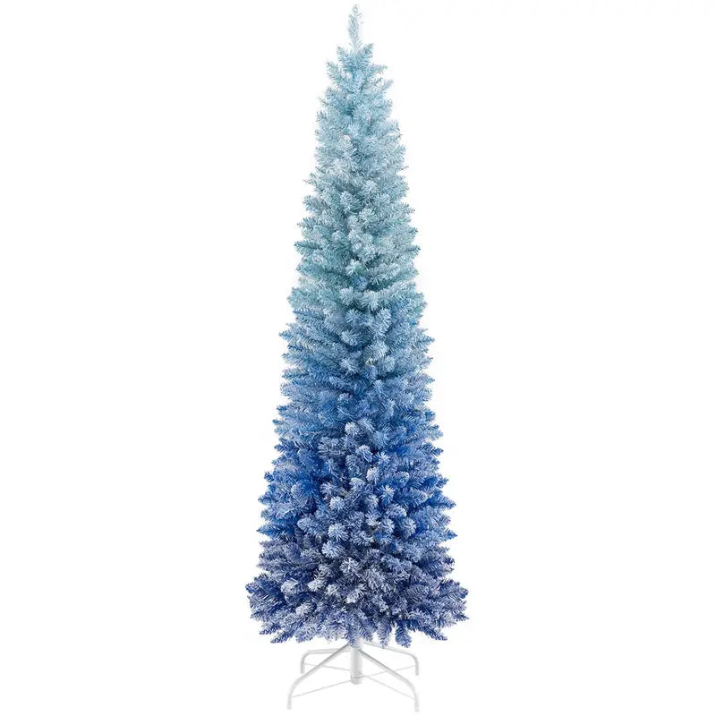 6-Foot Blue Gradient Snow-Flocked Unlit Artificial Christmas Tree with 435 Lush Branch Tips