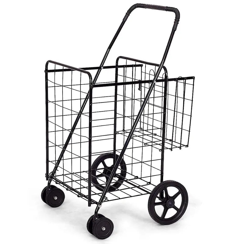 Jumbo Capacity Folding Shopping Cart  Multi-Use Carrier for Groceries, Luggage & More