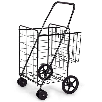Jumbo Capacity Folding Shopping Cart  Multi-Use Carrier for Groceries, Luggage & More