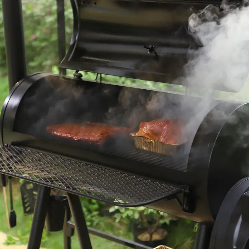 941 Sq. In. Offset Smoker Charcoal BBQ Grill  Oversized Black Grill