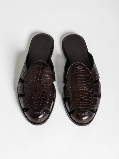 CAPRI MULE PRINTED CALF DARK BROWN
