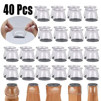 BUMACO 40-Pack Silicone Chair Leg Protectors  Floor-Safe Non-Slip Covers for Hardwood, Tile & Laminate Surfaces