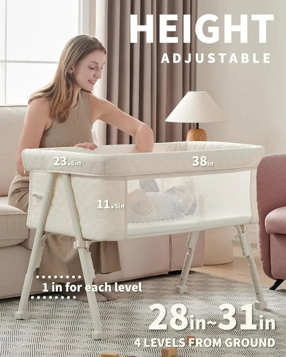 Adjustable Bedside Bassinet with Auto-Lock Safety System for Newborns