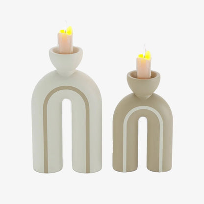 Lot de 2 bougeoirs art moderne en c ramique Chicago