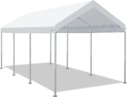 10′ x 20′ Adjustable Height Carport  Heavy-Duty Portable Canopy for Vehicles, Boats, or Events (9.511 ft height, Beige)