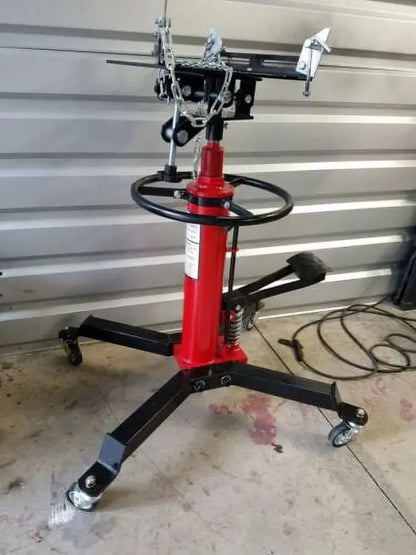 Heavy-Duty Hydraulic Transmission Jack  1660-Lb Capacity, 360° Rotating Base for Auto Repair
