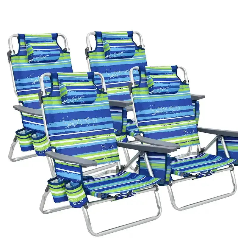 CraftPorch 4-Pack Folding Beach Chairs  Lightweight Outdoor Seating with 5-Position Recline and Compact Portability