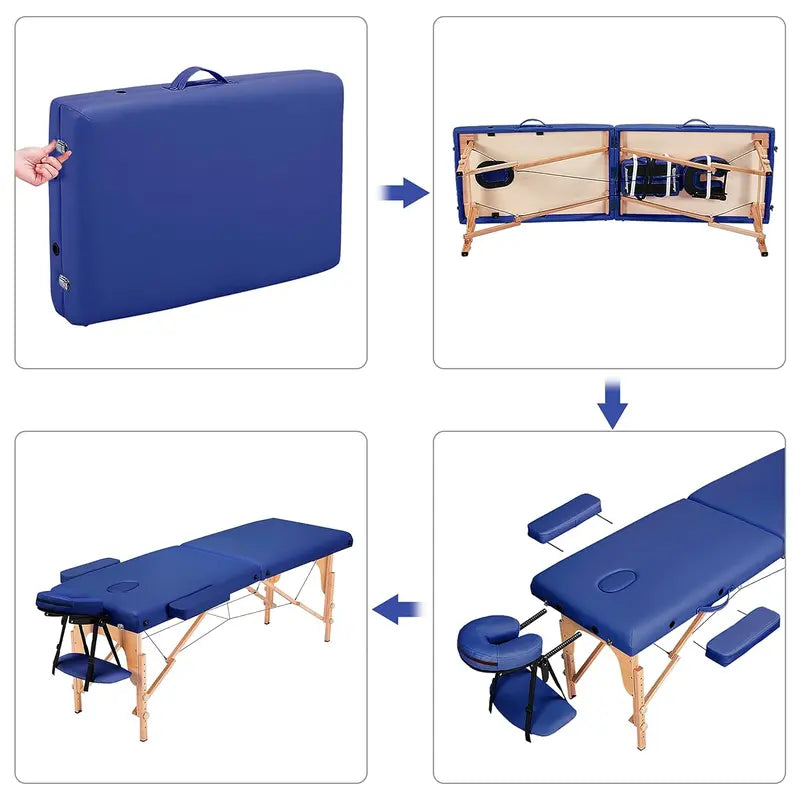 Yaheetech Portable Folding Massage Table  Adjustable 2-Fold Spa Bed with Carry Bag, Black