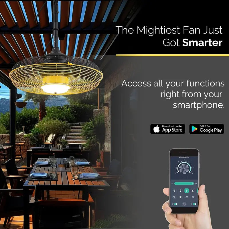 21-Inch Outdoor Ceiling Fan with Integrated Light  Wet-Rated, Remote & App-Controlled Hanging Fan for Patios & Gazebos
