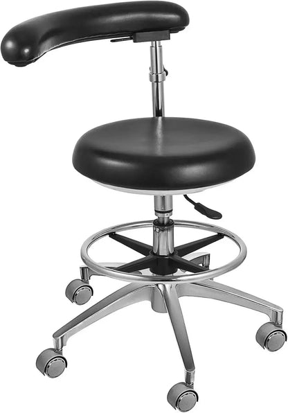 Professional Dental Stool  Height-Adjustable PU Leather Chair with 360° Swivel Armrests