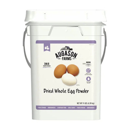 Augason Farms Whole Egg Powder — 11 lb Emergency Food Supply (4-Gallon Pail, 383 Servings)