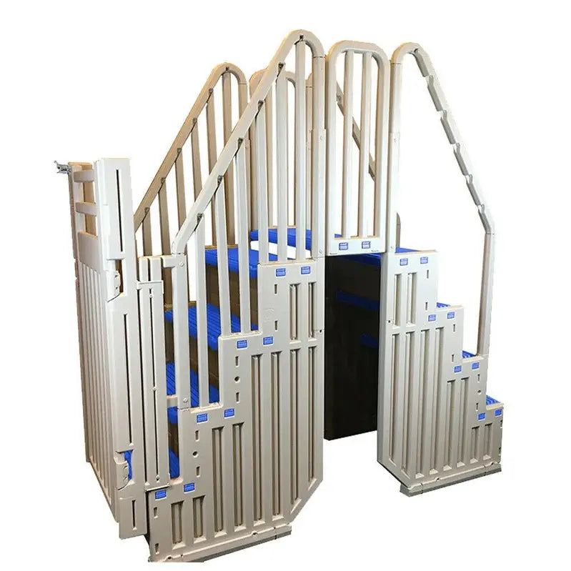 Plastics Warm Gray Above-Ground Pool Set  Includes Blue Safety Steps and Secure Closure System