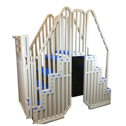 Plastics Warm Gray Above-Ground Pool Set  Includes Blue Safety Steps and Secure Closure System