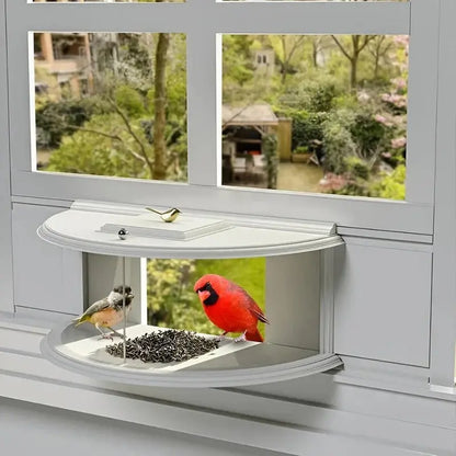 Clear Acrylic Window-Mounted Bird Feeder with Strong Suction Cup