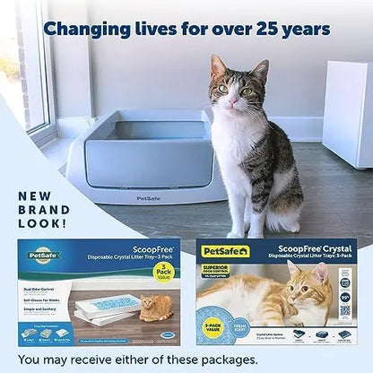 PetSafe ScoopFree Crystal Cat Litter Refills, Fresh Scent, 3-Pack, Disposable Tray, Leak Protection, Low Tracking, Odor Absorbing