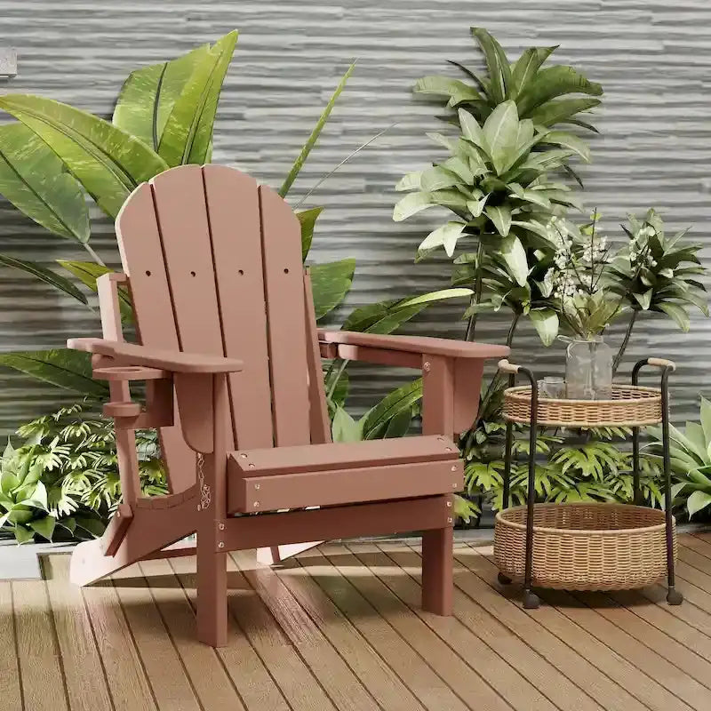All-Terrain Folding Adirondack Patio Chair with Integrated Cup Holder  Outdoor Leisure Seat