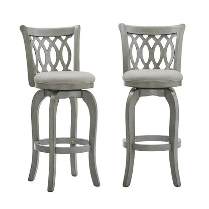 Elegant Scroll-Back Swivel Bar Stool with Metallic Accents and Comfort Upholstery