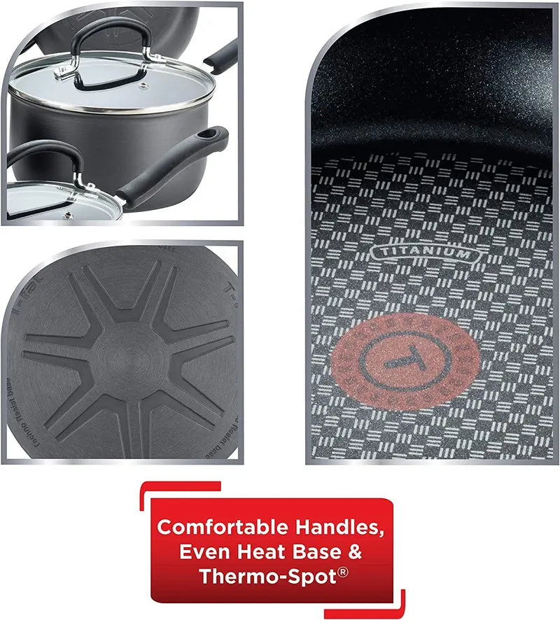 T-fal Ultimate 14-Piece Hard Anodized Nonstick Cookware Set, Dishwasher Safe Black