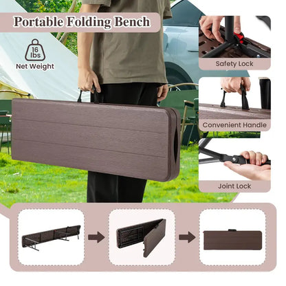 6-Foot Commercial-Grade Folding Bench  High-Strength Plastic Seat for Indoor/Outdoor Use