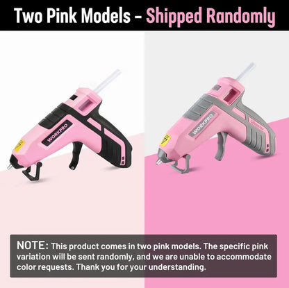WORKPRO Enhanced 3.6V Cordless Hot Glue Gun — 20 Mini Glue Sticks, Pink Ribbon Edition
