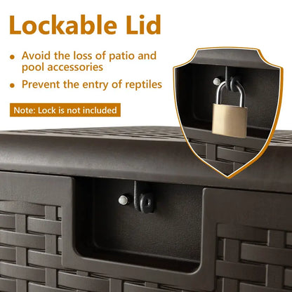 Weatherproof Resin Outdoor Storage Box  31/73/100 Gallon Locking Patio Chest