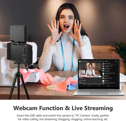 4K Vlogging Camera  64MP Digital Point-and-Shoot with 180° Flip Screen, 18x Zoom & 32GB SD Card