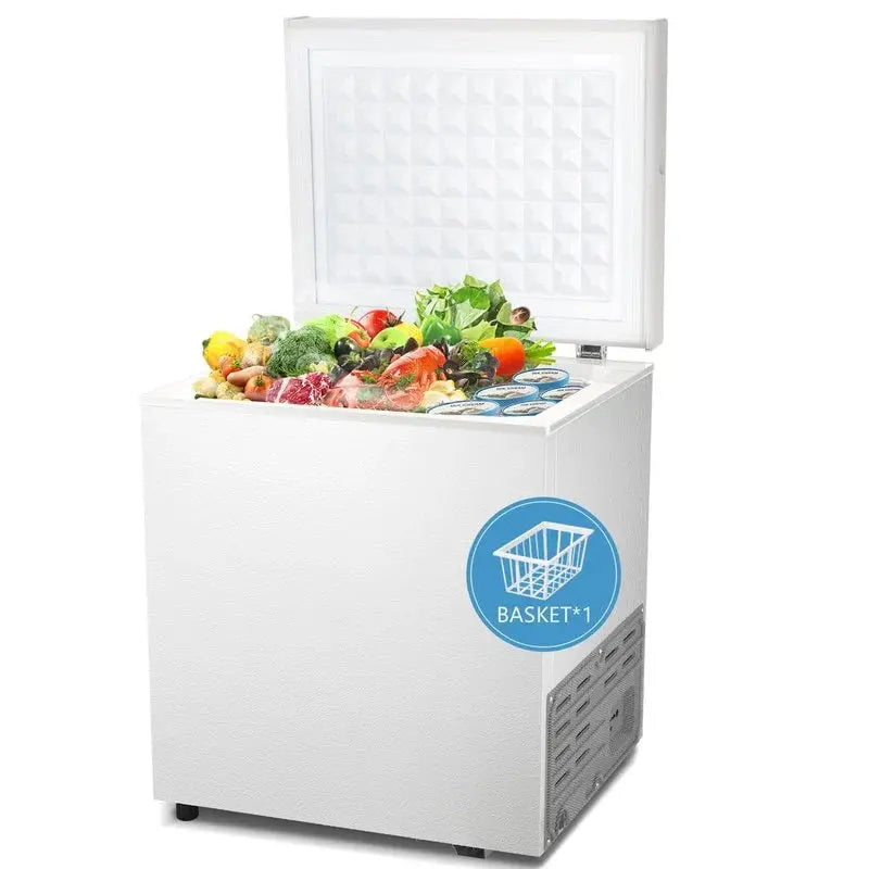 Compact 1.8 Cu.Ft Freestanding Chest Freezer  Bottom Drain, 7-Tier Thermostat Control