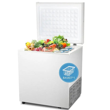 Compact 1.8 Cu.Ft Freestanding Chest Freezer  Bottom Drain, 7-Tier Thermostat Control