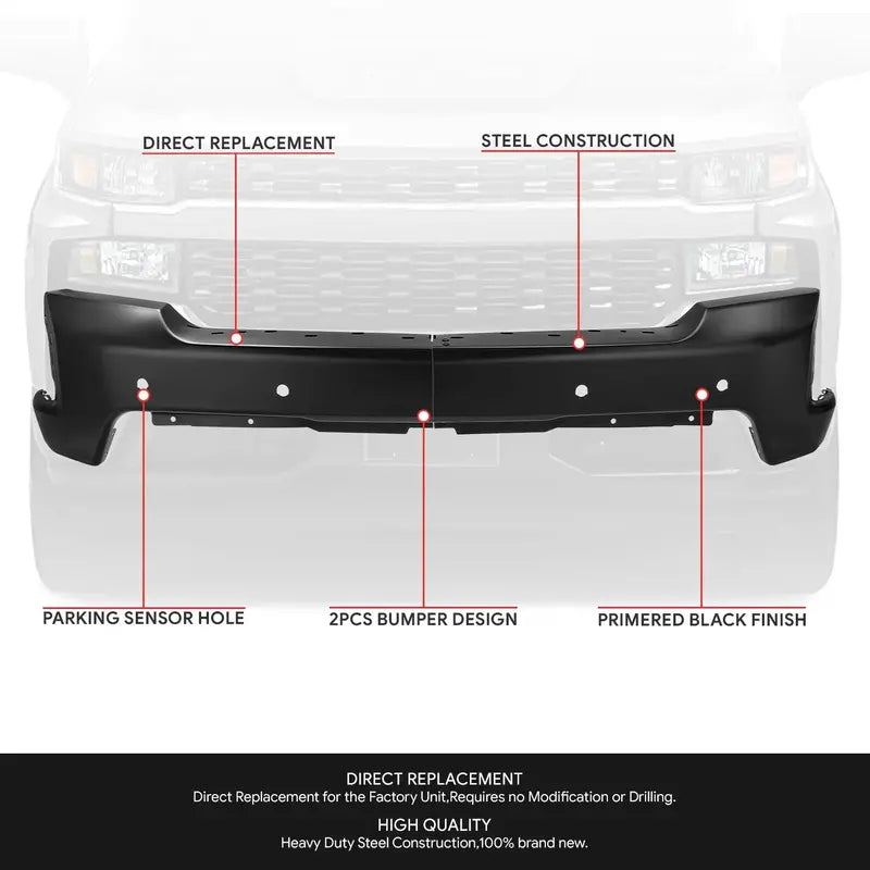 Modular Front Bumper for 20192021 Chevy Silverado 1500 & 2022 Limited  With Parking Sensor Cutouts