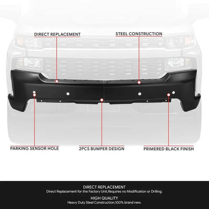 Modular Front Bumper for 20192021 Chevy Silverado 1500 & 2022 Limited  With Parking Sensor Cutouts