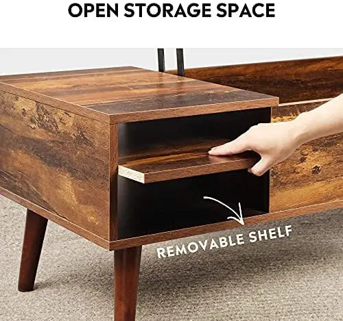 WLIVE Lift Top Coffee Table with Hidden Compartment & Adjustable Shelf  Wood, Ample Storage, Stable Mechanism