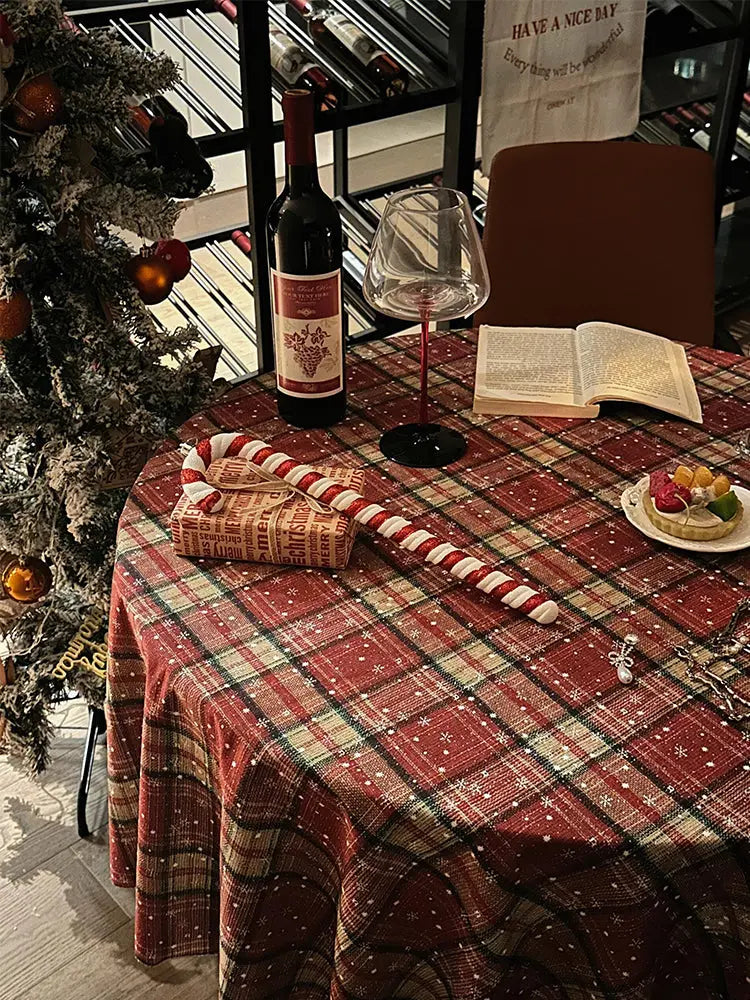 Red Plaid Holiday Tablecloth  Festive Christmas Dining Room Decoration
