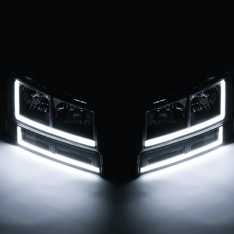Set of 4 LED Running Light Bars (L+R) with Black Headlights &amp; Bumper Signals  Direct-Fit Upgrade for 20032023 Chevrolet Express Vans