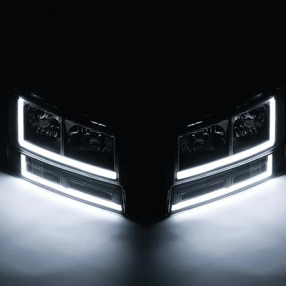 Set of 4 LED Running Light Bars (L+R) with Black Headlights &amp; Bumper Signals  Direct-Fit Upgrade for 20032023 Chevrolet Express Vans