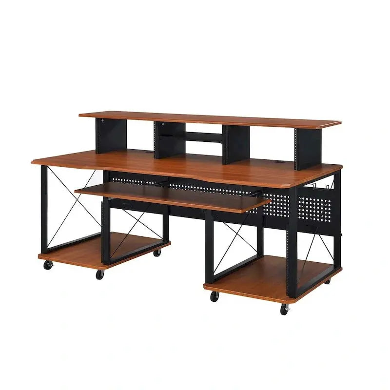 Mobile Rectangular Music Desk  8 Swivel Casters + Dedicated Keyboard Tray