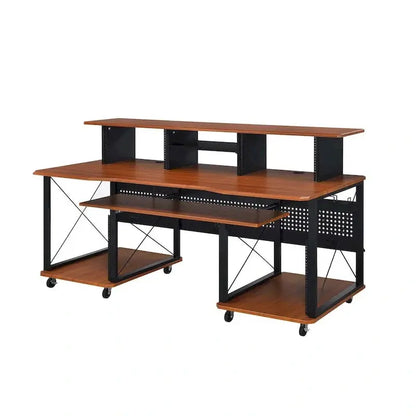 Mobile Rectangular Music Desk  8 Swivel Casters + Dedicated Keyboard Tray