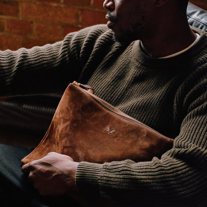 Suede Flight Folio - Tobacco Brown