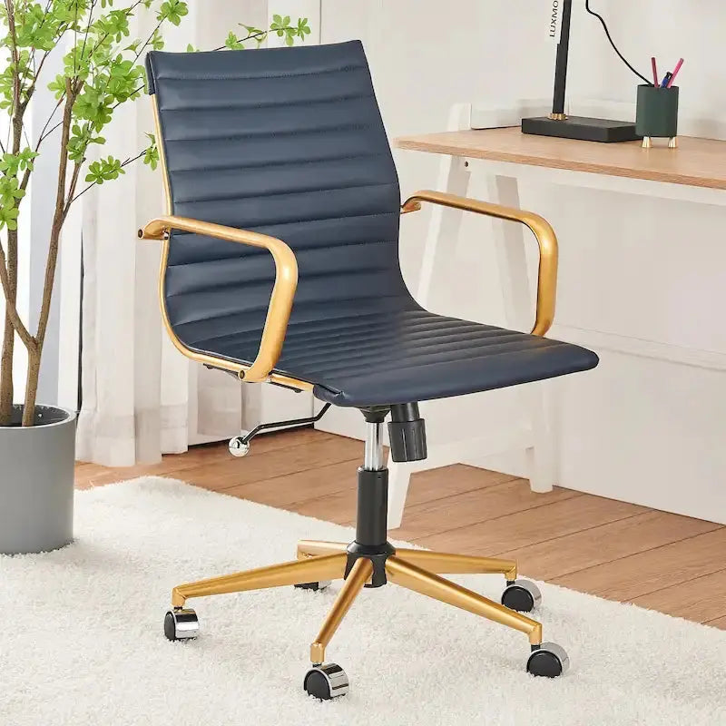 LUXMOD Ribbed Ergonomic Office Chair  Breathable Mesh Back & Adjustable Seat