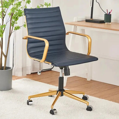 LUXMOD Ribbed Ergonomic Office Chair  Breathable Mesh Back & Adjustable Seat