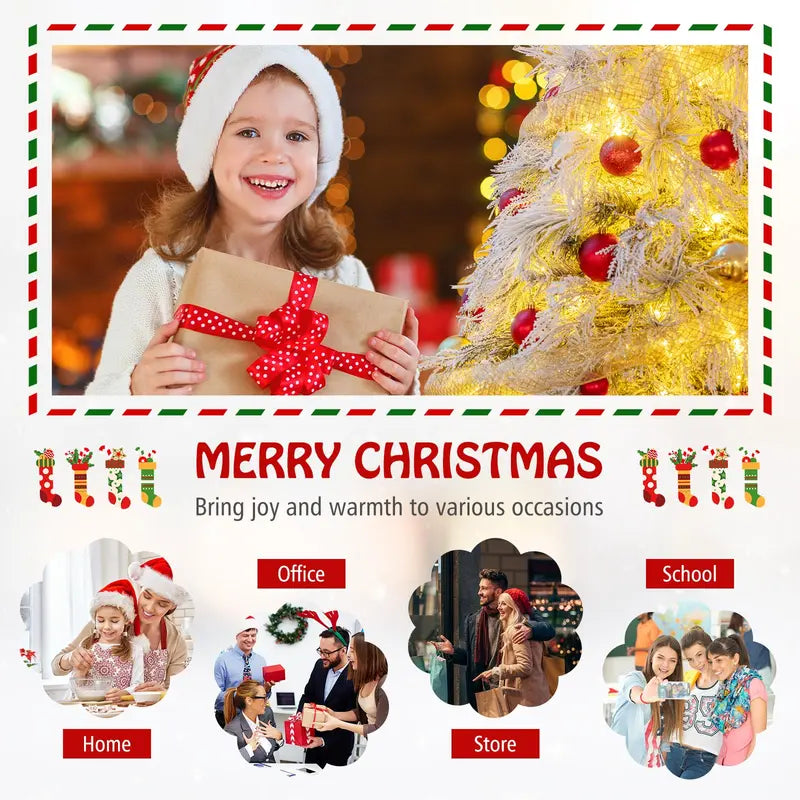 6-Foot Snow-Flocked Pre-Lit Christmas Tree  Realistic PVC & Pine Needle Blend with Hinged Construction