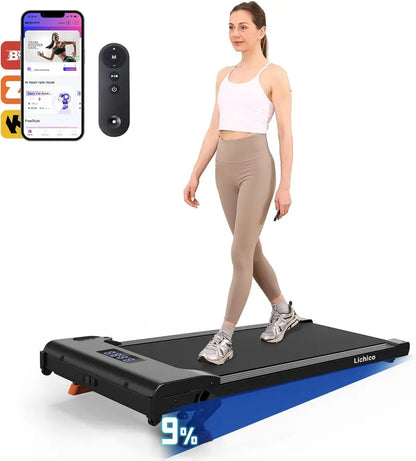 Lichico Ultra-Quiet Brushless Walking Pad  Under-Desk Electric Treadmill with Remote & Low-Noise Operation