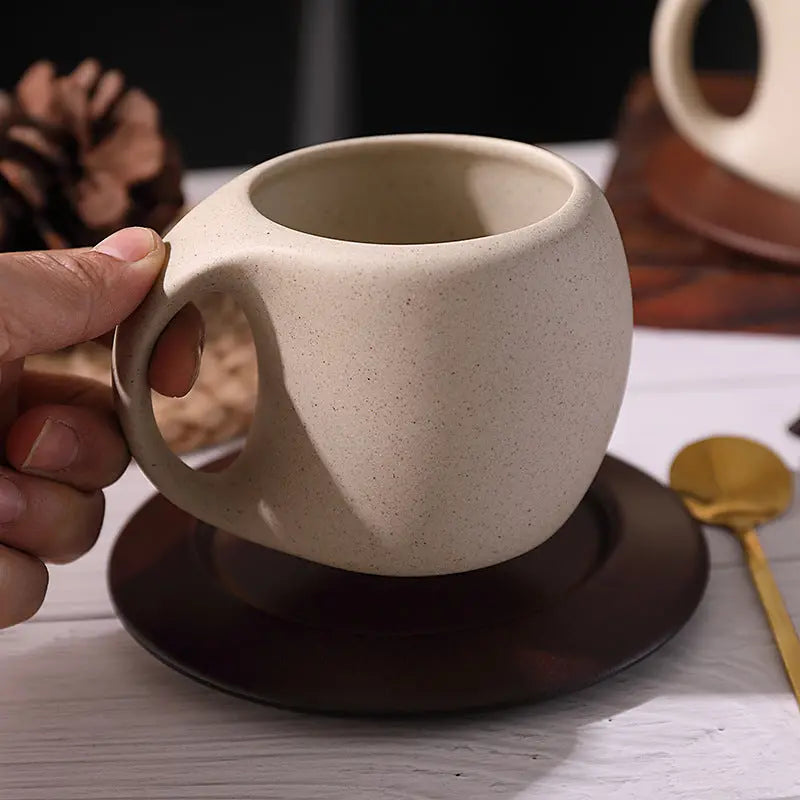Minimalist Ceramic Espresso Set  250ml Mug, Saucer & Spoon Included