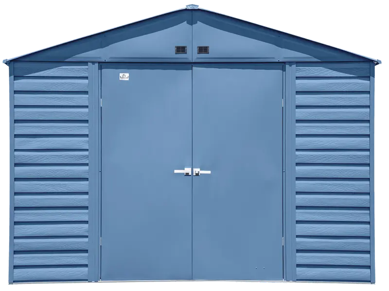 Arrow Select 10′ x 14′ Steel Storage Shed  Blue-Grey Finish, Weather-Resistant Construction