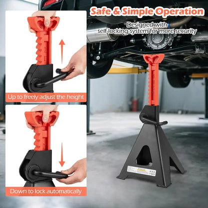 12-Ton (26,400 LB) Adjustable Jack Stands with 19-Inch to 29.5-Inch Lifting Range
