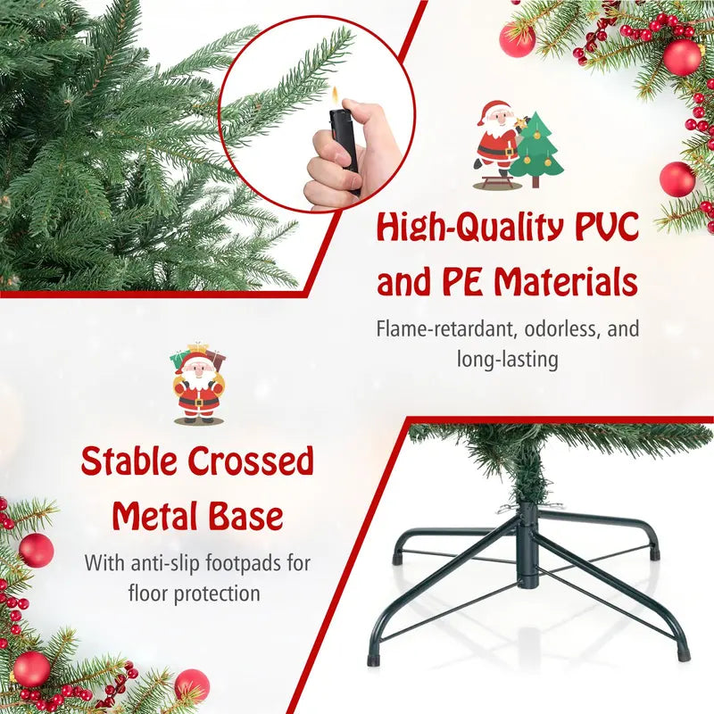 6 ft Faux Hinged Full-Profile Christmas Tree  240 Warm White LEDs & 778 Branch Tips