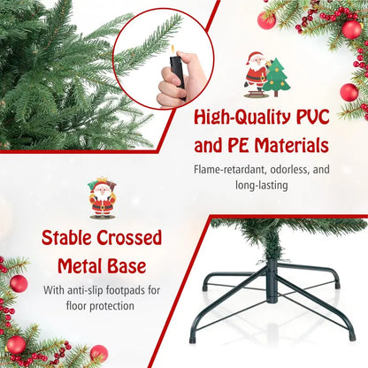 6 ft Faux Hinged Full-Profile Christmas Tree  240 Warm White LEDs & 778 Branch Tips