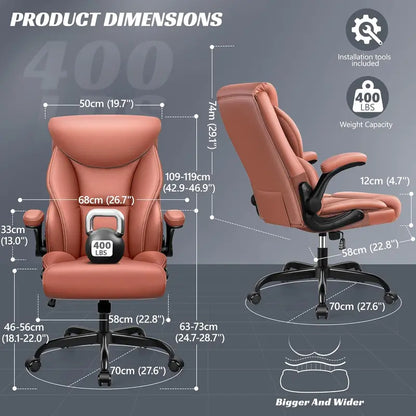 High-Back Ergonomic Office Chair  Breathable Leather, Lumbar Support & 360° Swivel