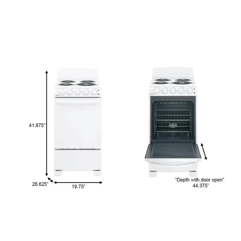 20-Inch White Freestanding Electric Range — 4-Burner Cooktop